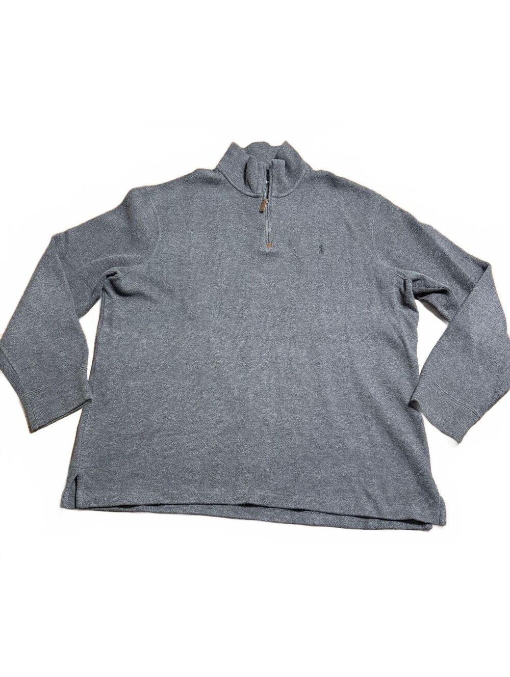 Polo Ralph Lauren Mens Quarter Zip 1/4 Pullover Sweater XL Gray 100% Cotton Pony